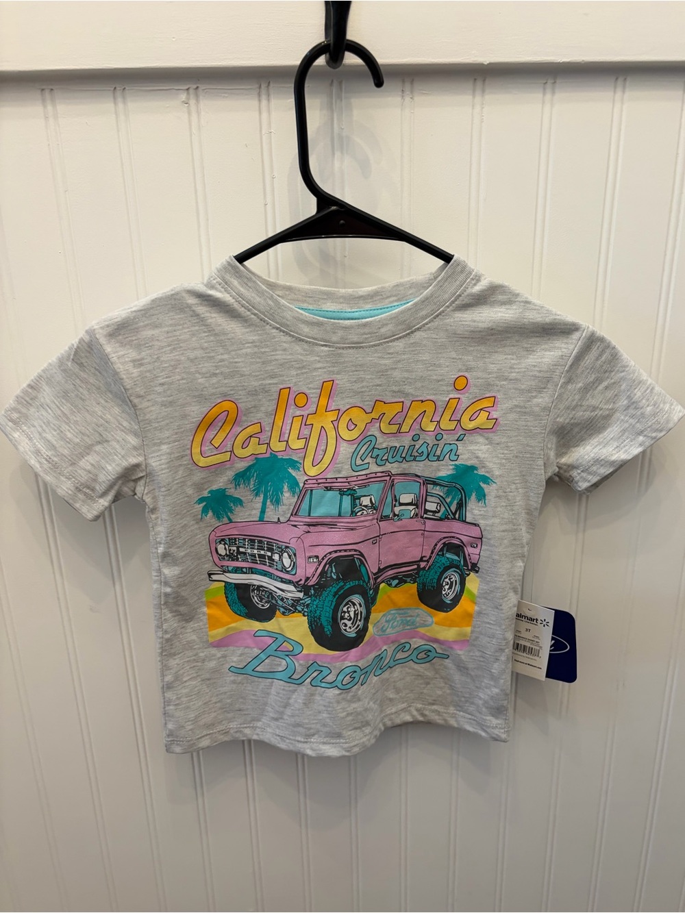 Ford Kids Grey Tee with Pink Bronco California Graphic
